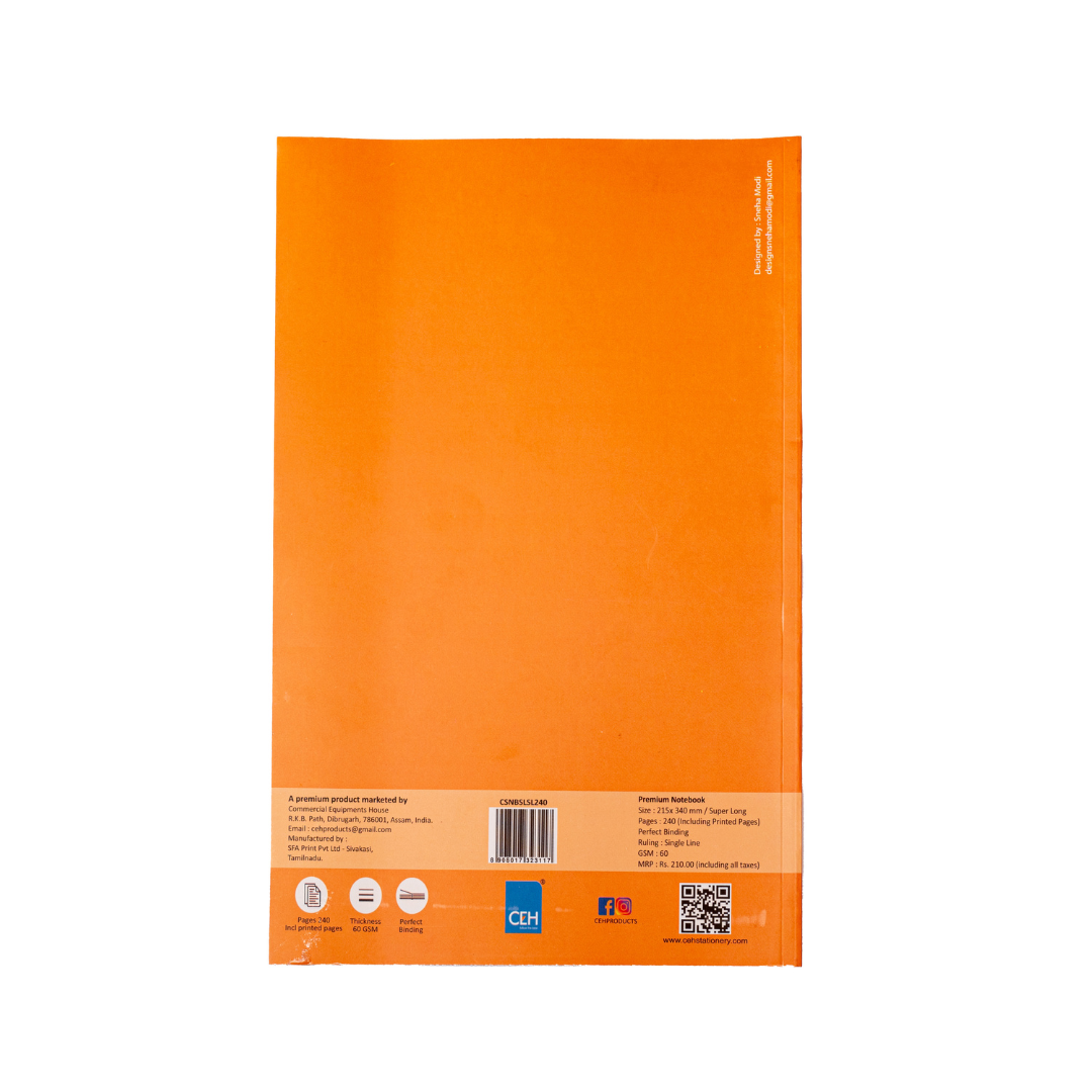 CEH Premium Notebook | Super Long I Size 215x340 | 60 GSM |240 Pages | Ruled