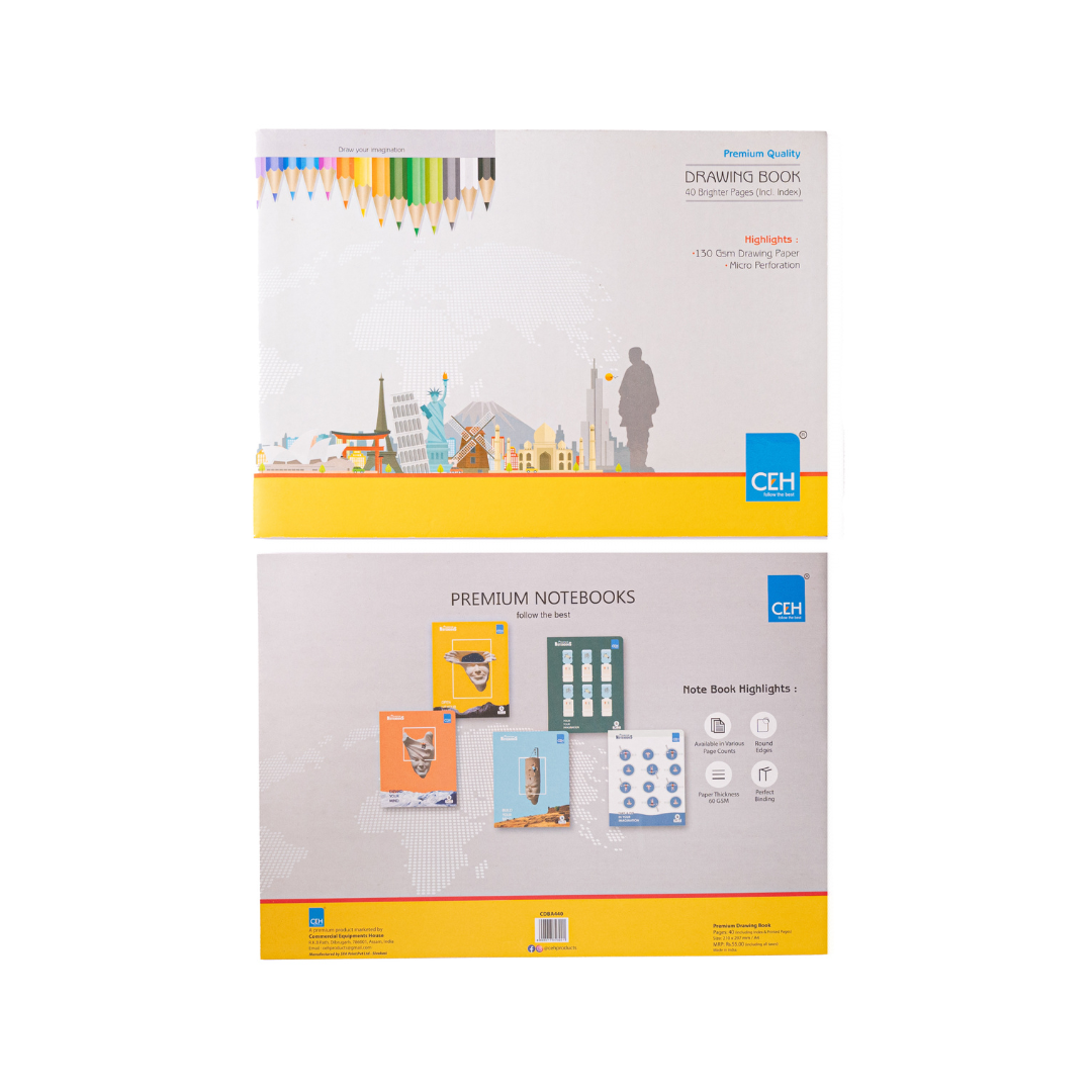 CEH STATIONERY | PREMIUM DRAWING BOOK | SIZE 210x297 | A4 | 40 PAGES | 130 GSM | PLAIN